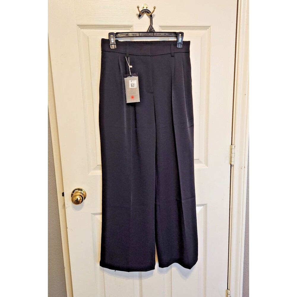 FUNYYZO Women’s Wide Leg Dress Pants Black Medium Short High Waist NWT